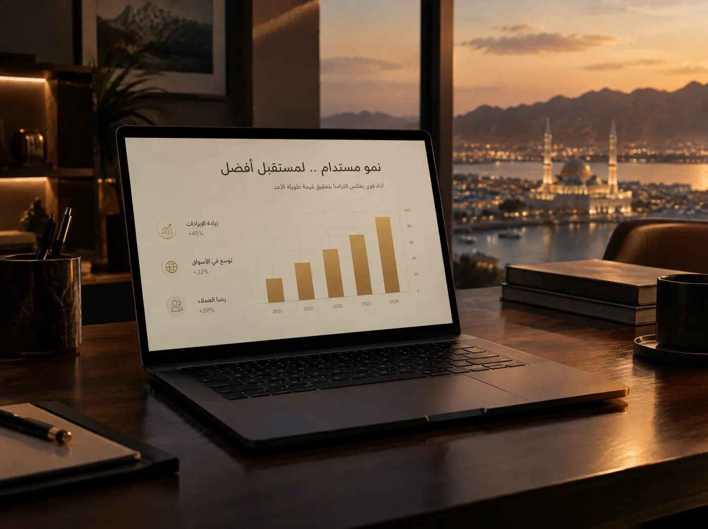 مستندات وجداول وعروض تقديمية تُكتب أمامك، وتصدّرها Word وExcel وPowerPoint.